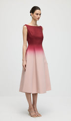 A Line Ombre Wine Midi Dress