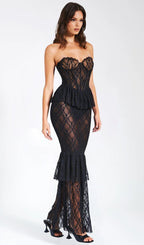 Lace Corset Maxi Dress In Black
