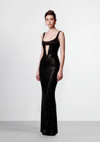 Abbey Sequined Maxi Dress In Black