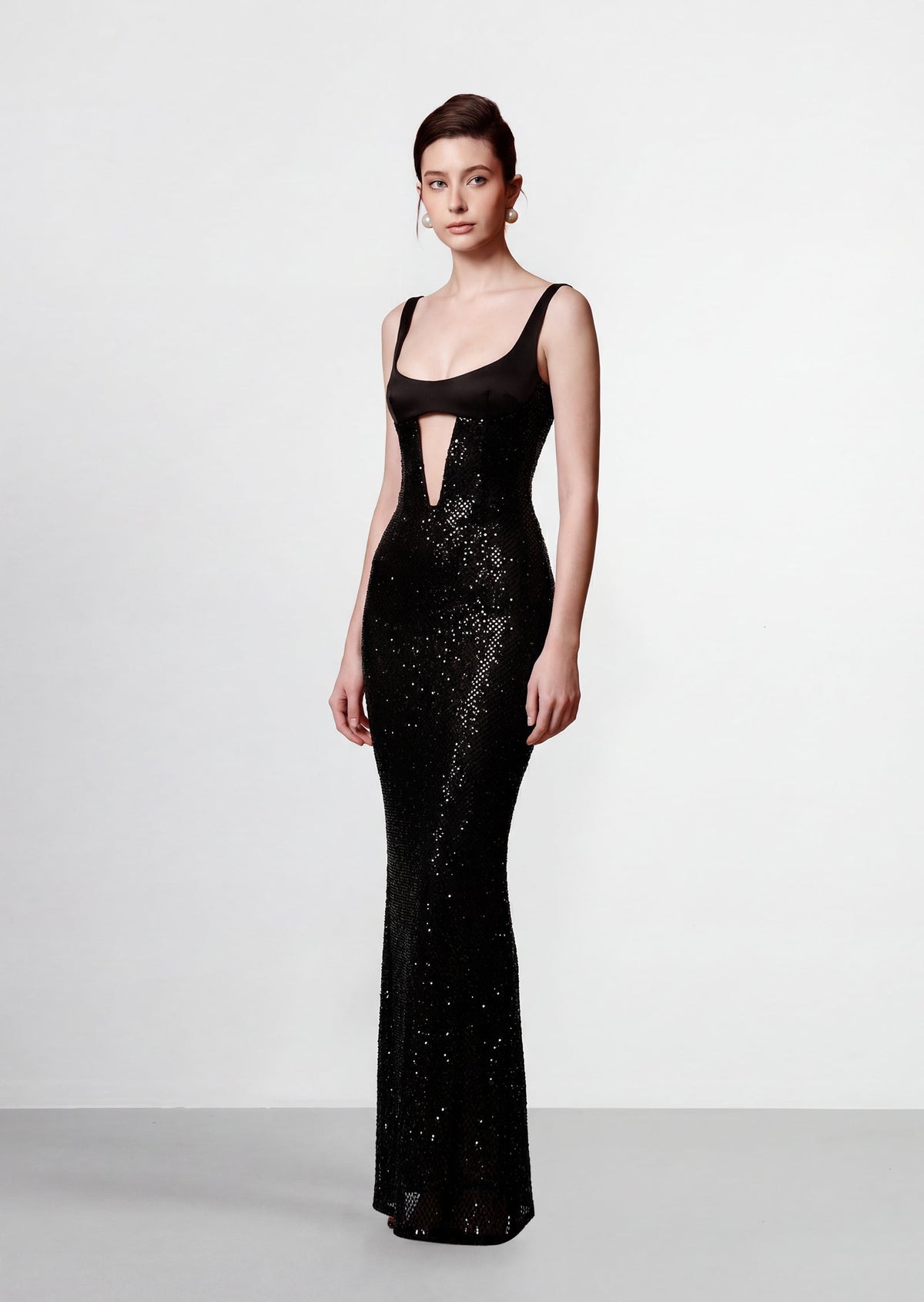 Abbey Sequined Maxi Dress In Black