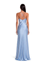 Fife Lace Satin Maxi Dress In Blue