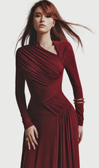 Asymmetric Long Sleeve Maxi Dress