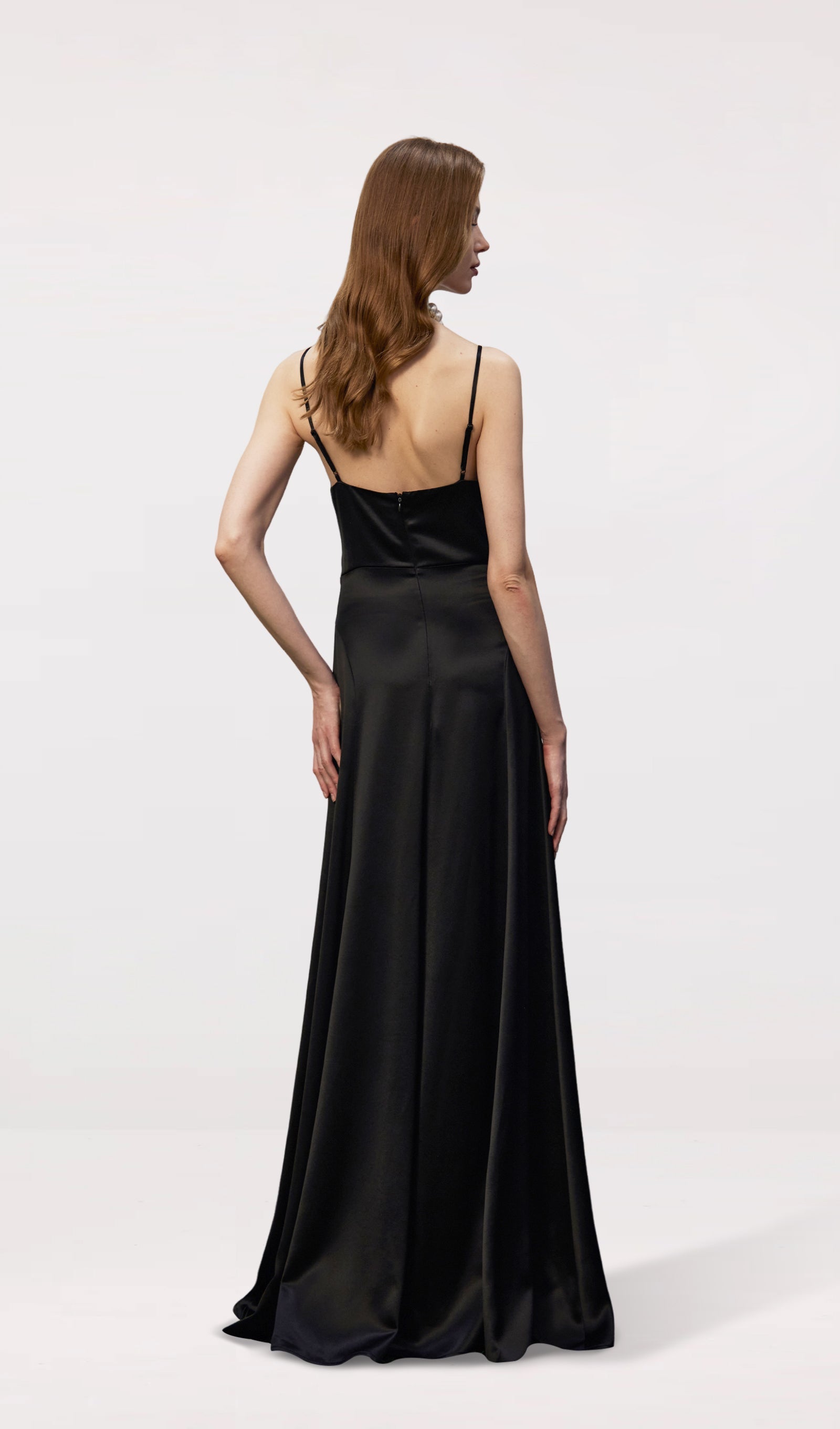 Strappy Satin Evening Maxi Dress