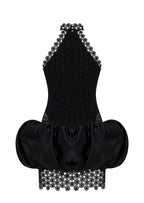 Fauve Lace Trimmed Satin Mini Dress In Black