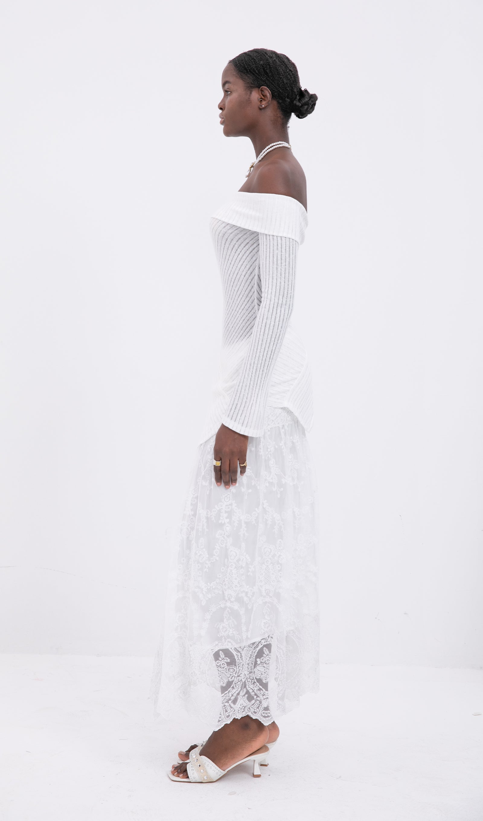 Lace Flared Maxi Skirts