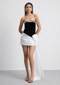 Strapless Mini Dress With Bow Ribbon