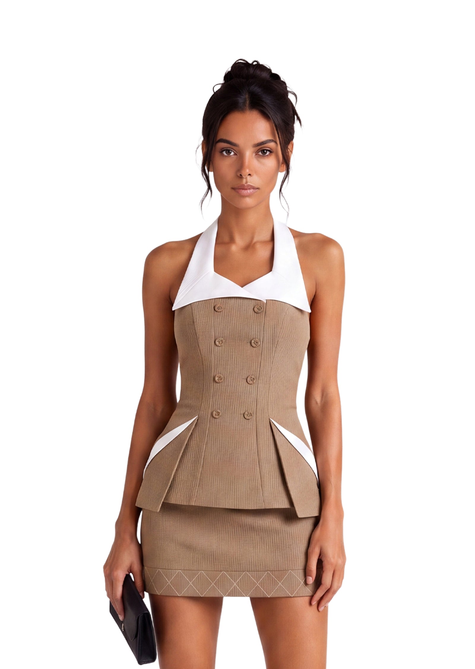 Beppe Collared Halter Neck Top & Skirt Set