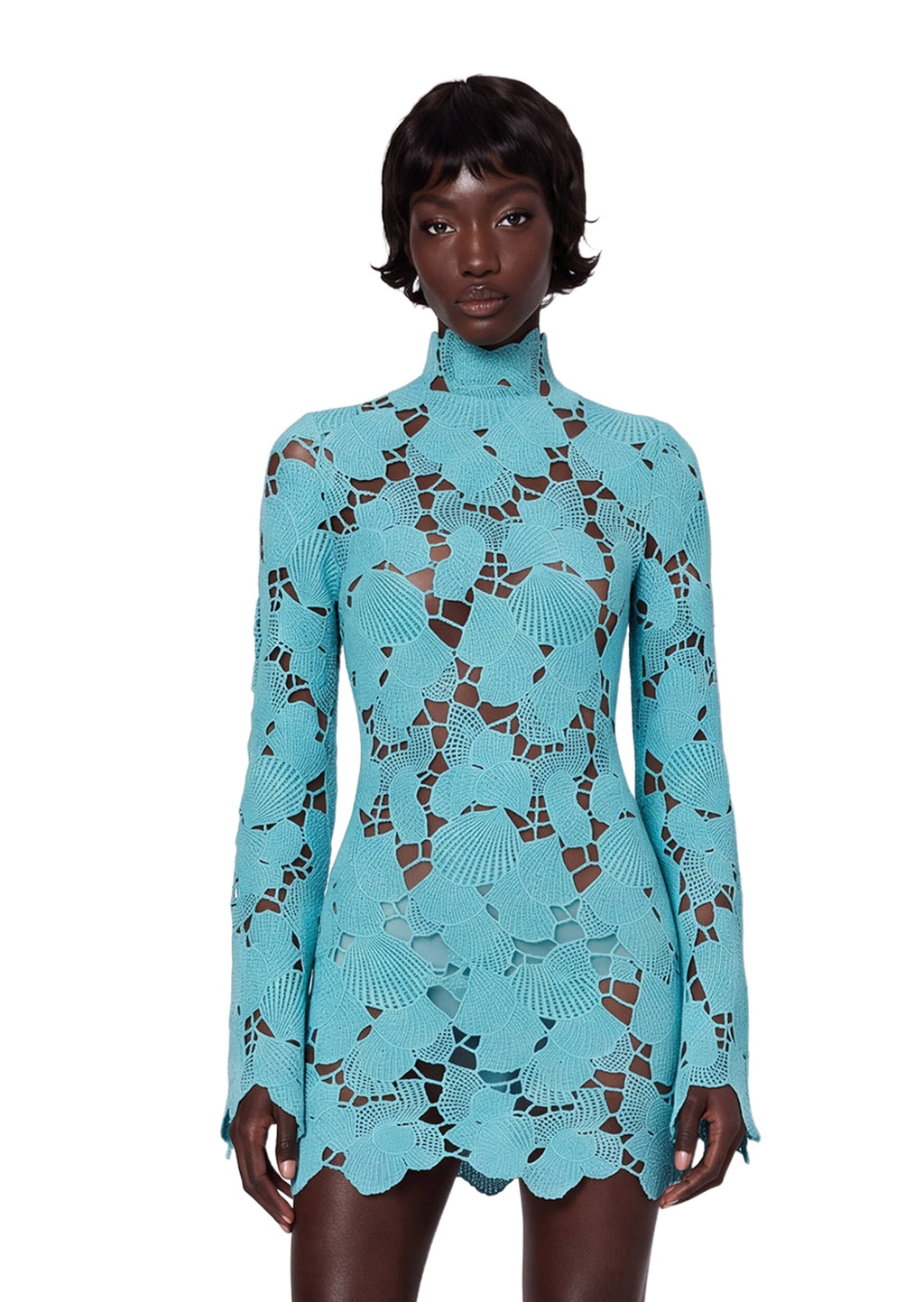 Xavier Lace Mini Dress In Blue