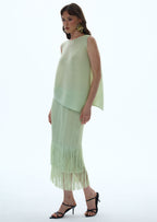 Nadav Stretch Top & Midi Skirt In Light Green