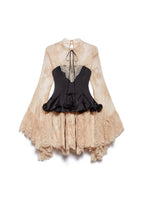 Raam Lace Satin Bell Sleeve Mini Dress