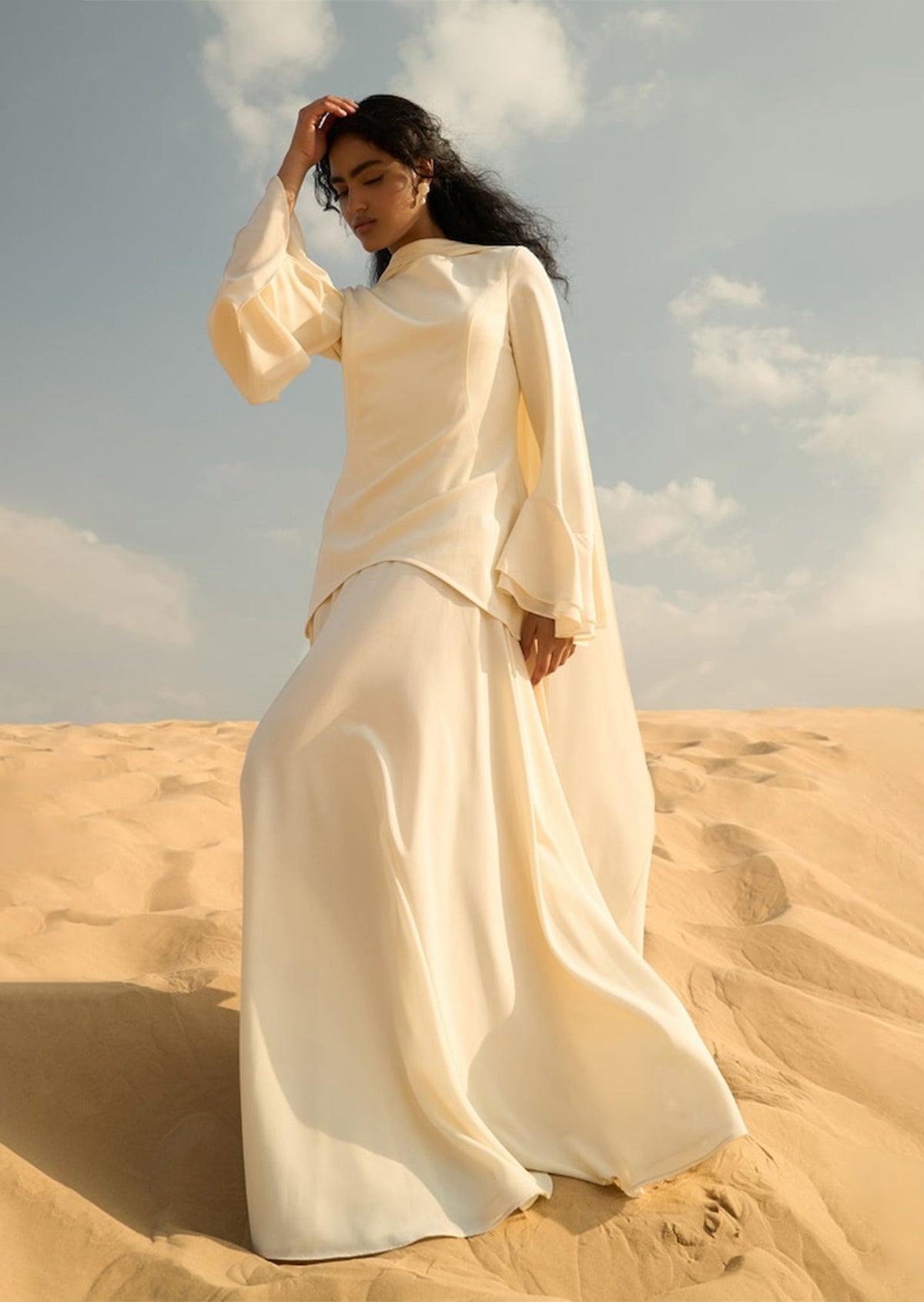 Asymmetrical Draped Bodice Ruffle Maxi Dress
