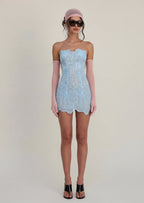 Baley Open Back Mini Dress In Pale Blue