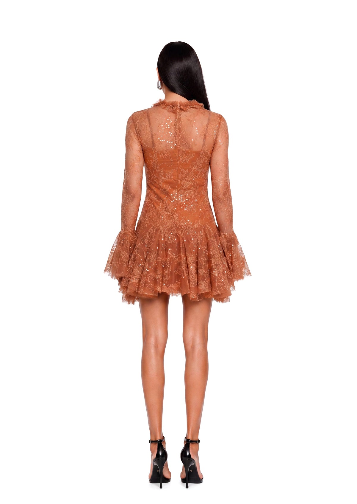 Adalet Lace Embroidered Ruffle Mini Dress