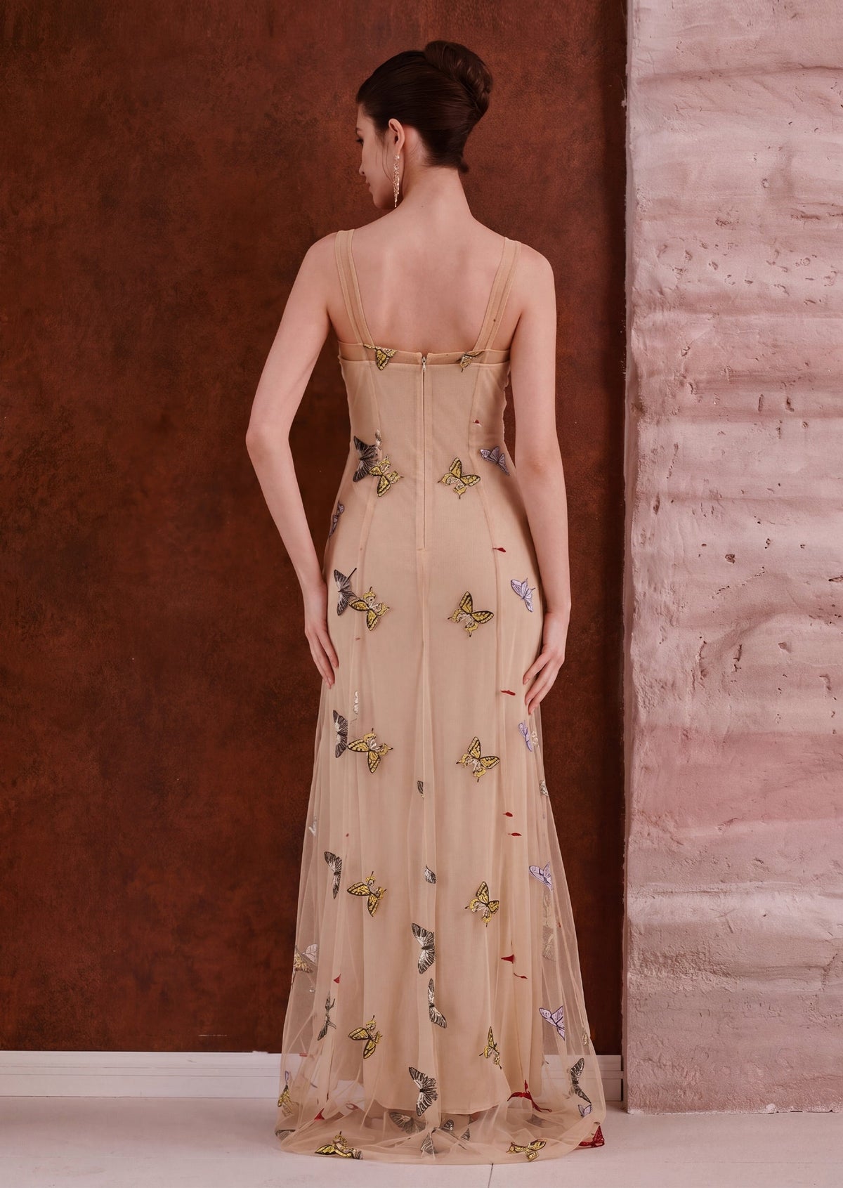 Vakana Tulle Dress With Butterfly Embroidery