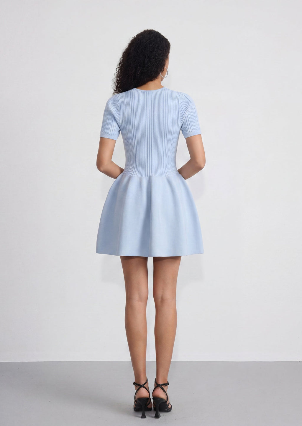 Sandro Knit Mini Dress In Light Blue