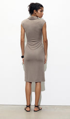 Solid Pique Shirt Midi Dress