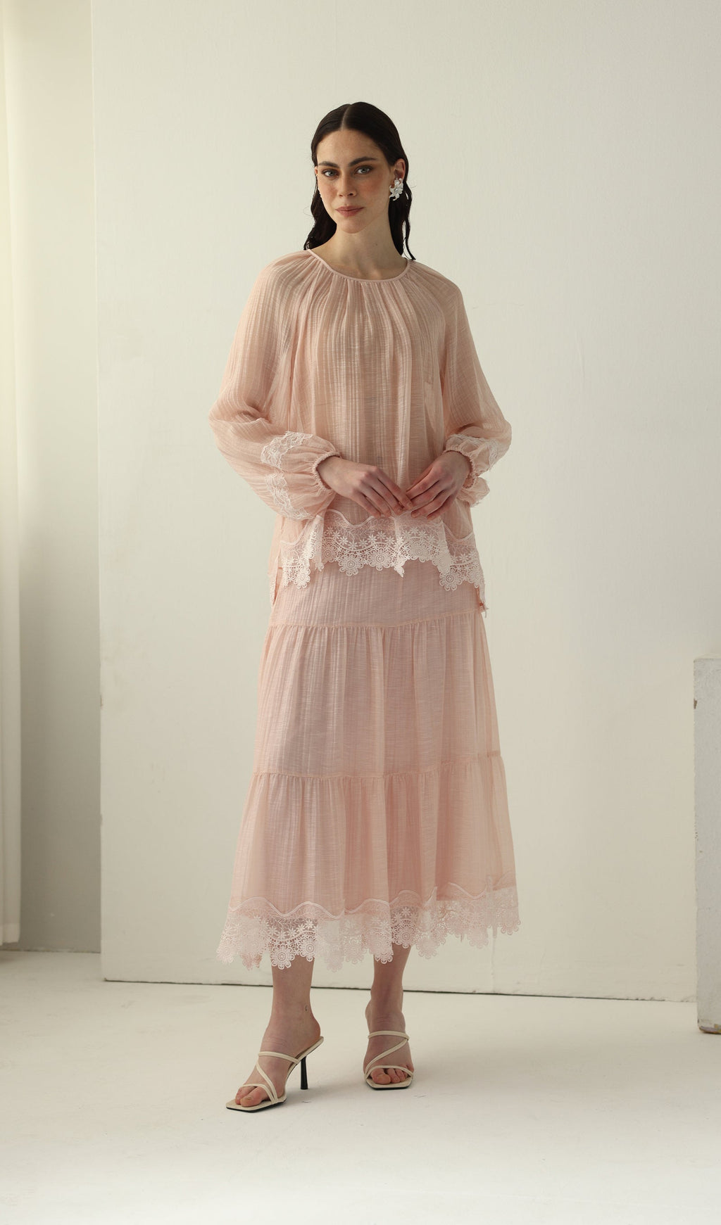 Long Sleeved Lace Panel Top
