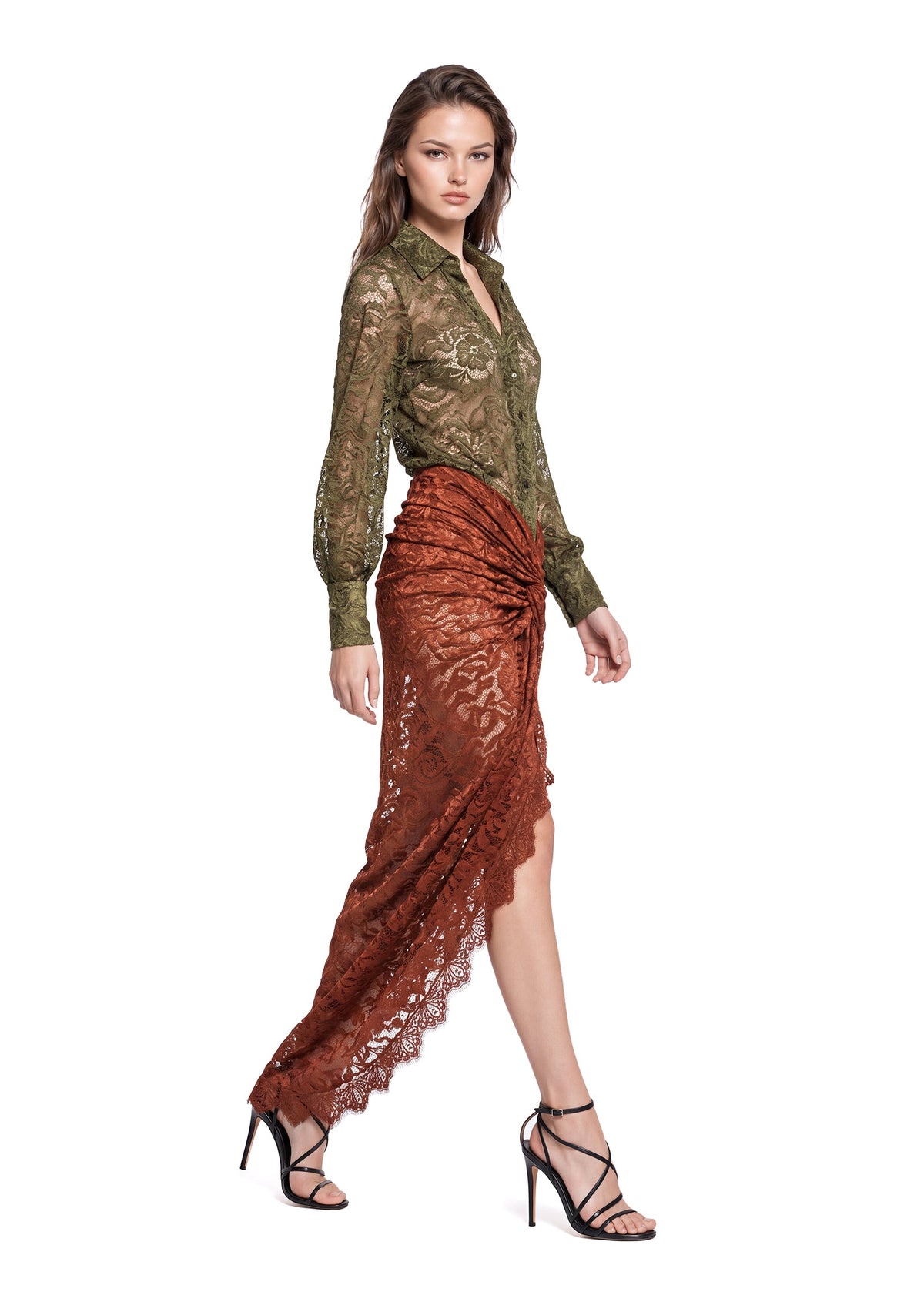 Jaala Long Sleeve Top & Side Slit Skirt Set