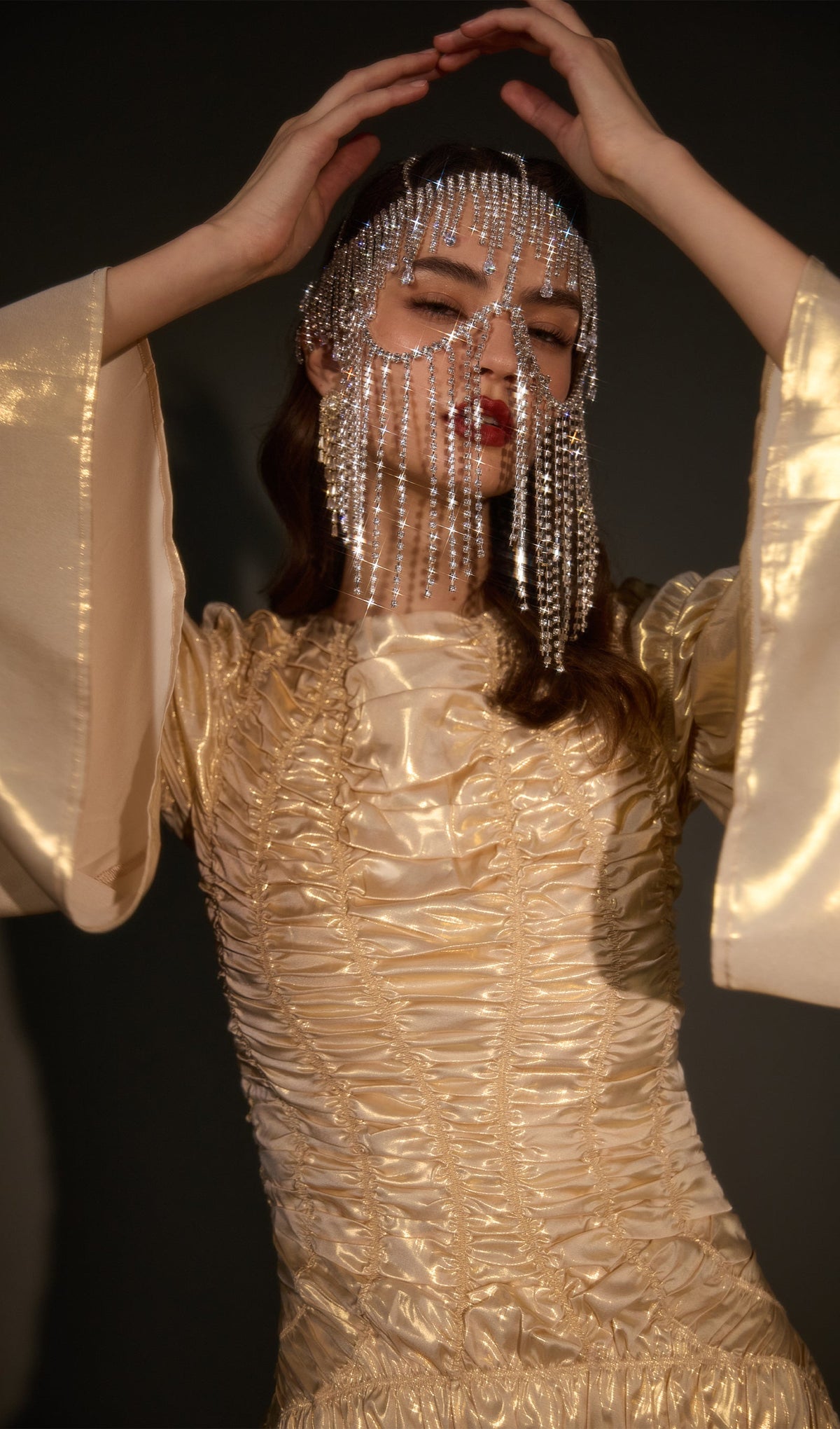 Sparkling Rhinestone Fringe Drop Mask