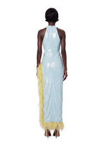 Palesa Ostrich Feather  Sequin Midi Dress
