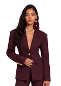 Tadria V Neck Suit Jacket In Claret