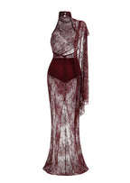 Xidorn Lace Backless Maxi Dress In Claret