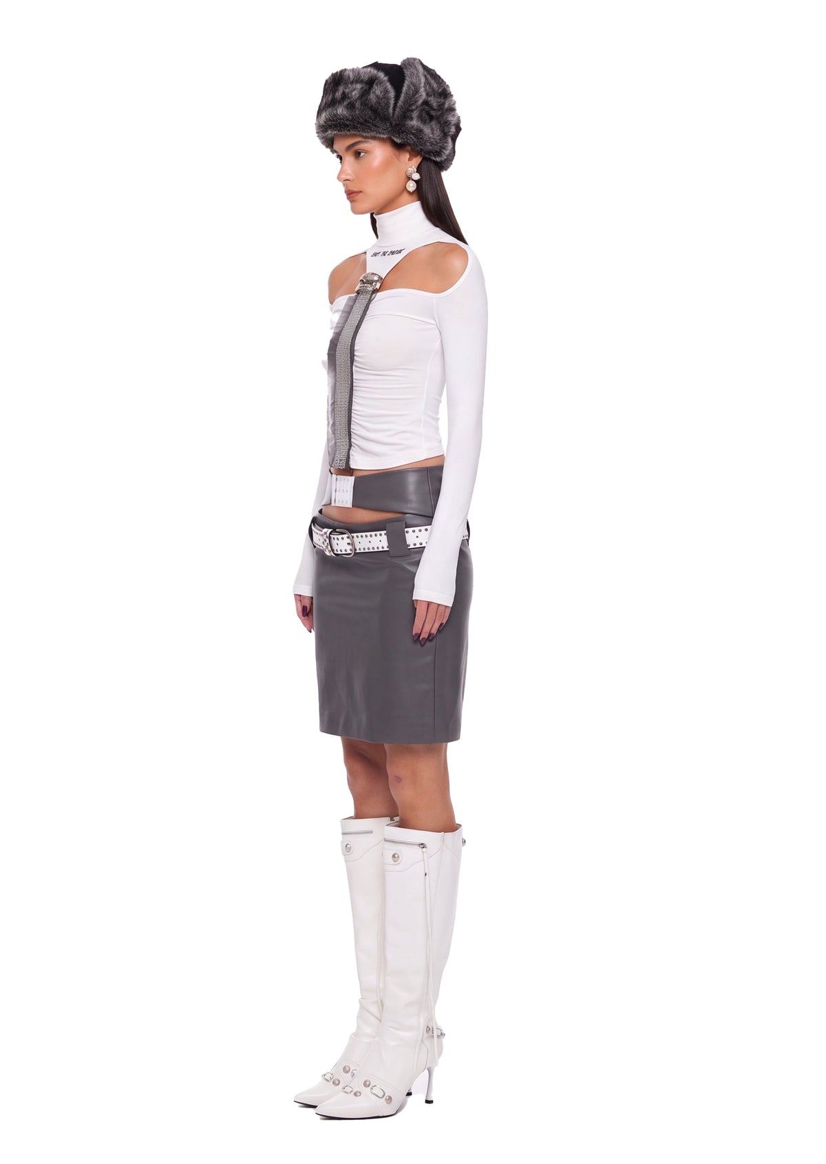 Tabananica Belted Mini Skirt In Dark Gray