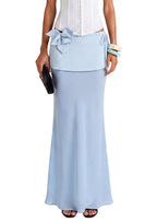 Caitir Fishtail Slit Maxi Skirt In Blue