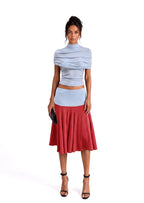 Mamie High Neck Top & Color Blocked Skirt Set