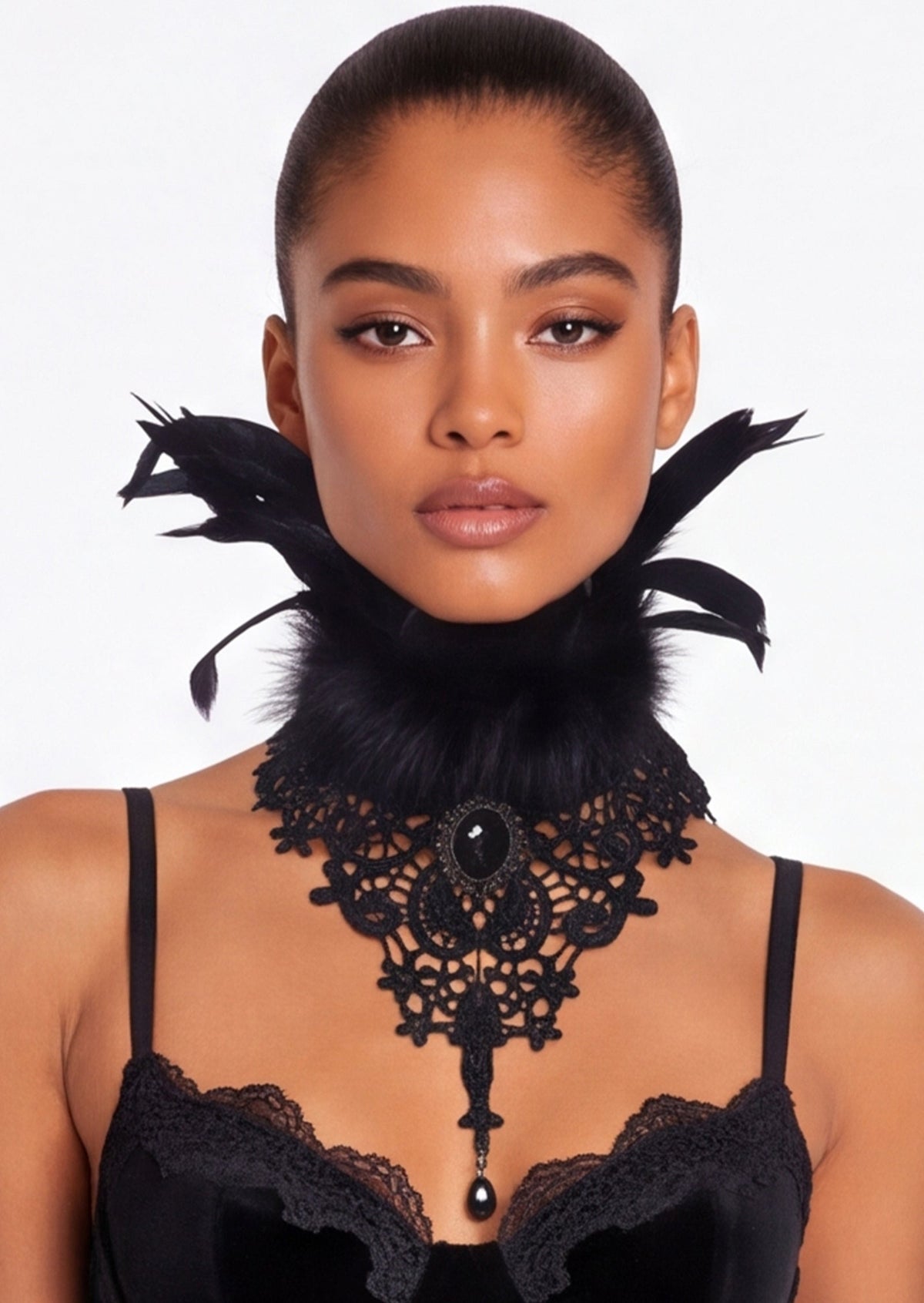 Eddard Feather Lace Collar Necklace