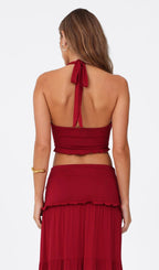 Halter Top & Twist Ruffled Maxi Skirt Sets