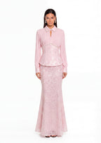 Nagisa Beaded Sequin Mermaid Maxi Dress Set In Pink