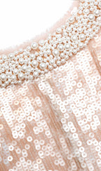 Sequin Embellished Pearl Trim Midi Dress