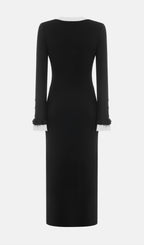 Knitted Contrasting Cuffs Maxi Dress