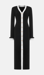 Knitted Contrasting Cuffs Maxi Dress