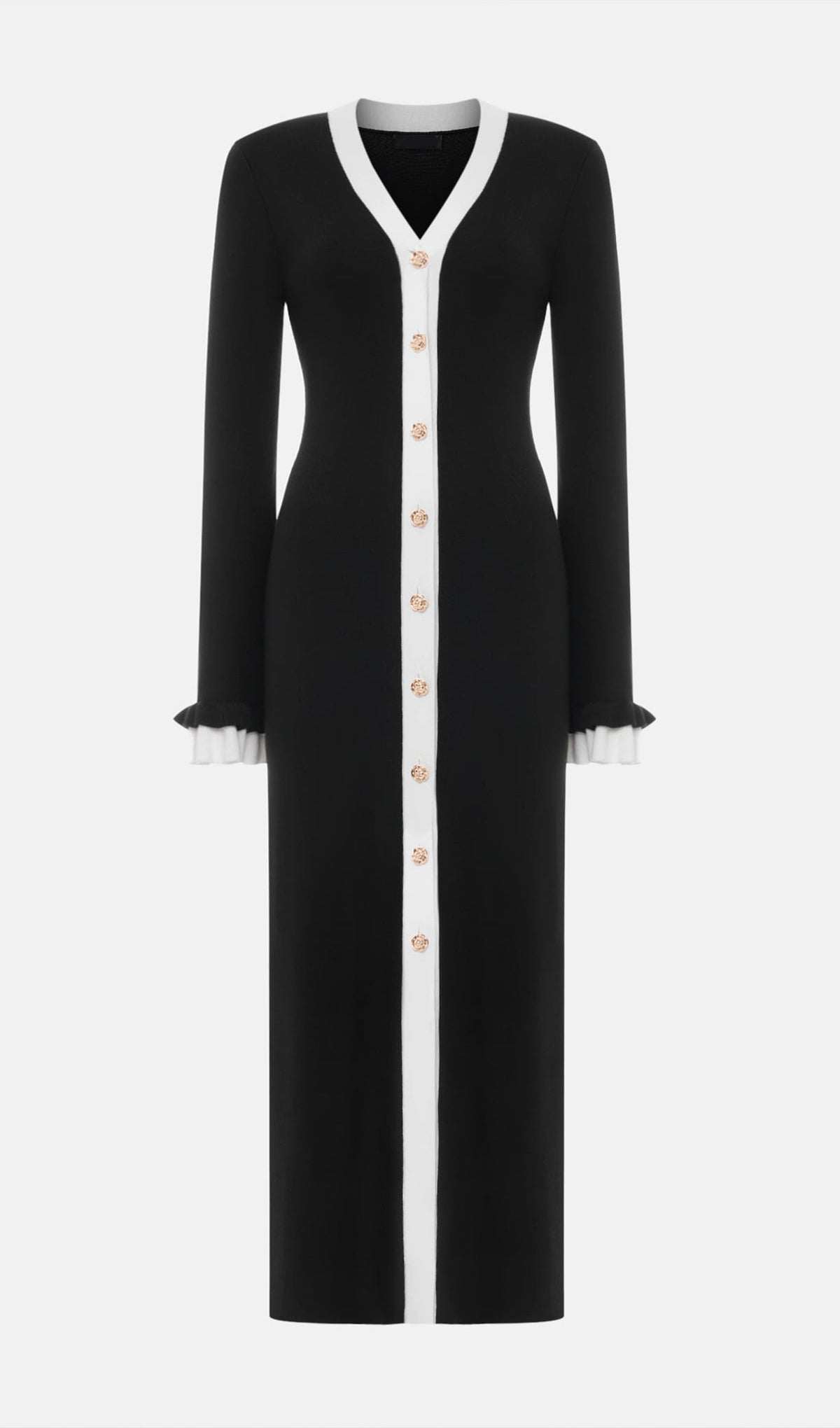 Knitted Contrasting Cuffs Maxi Dress