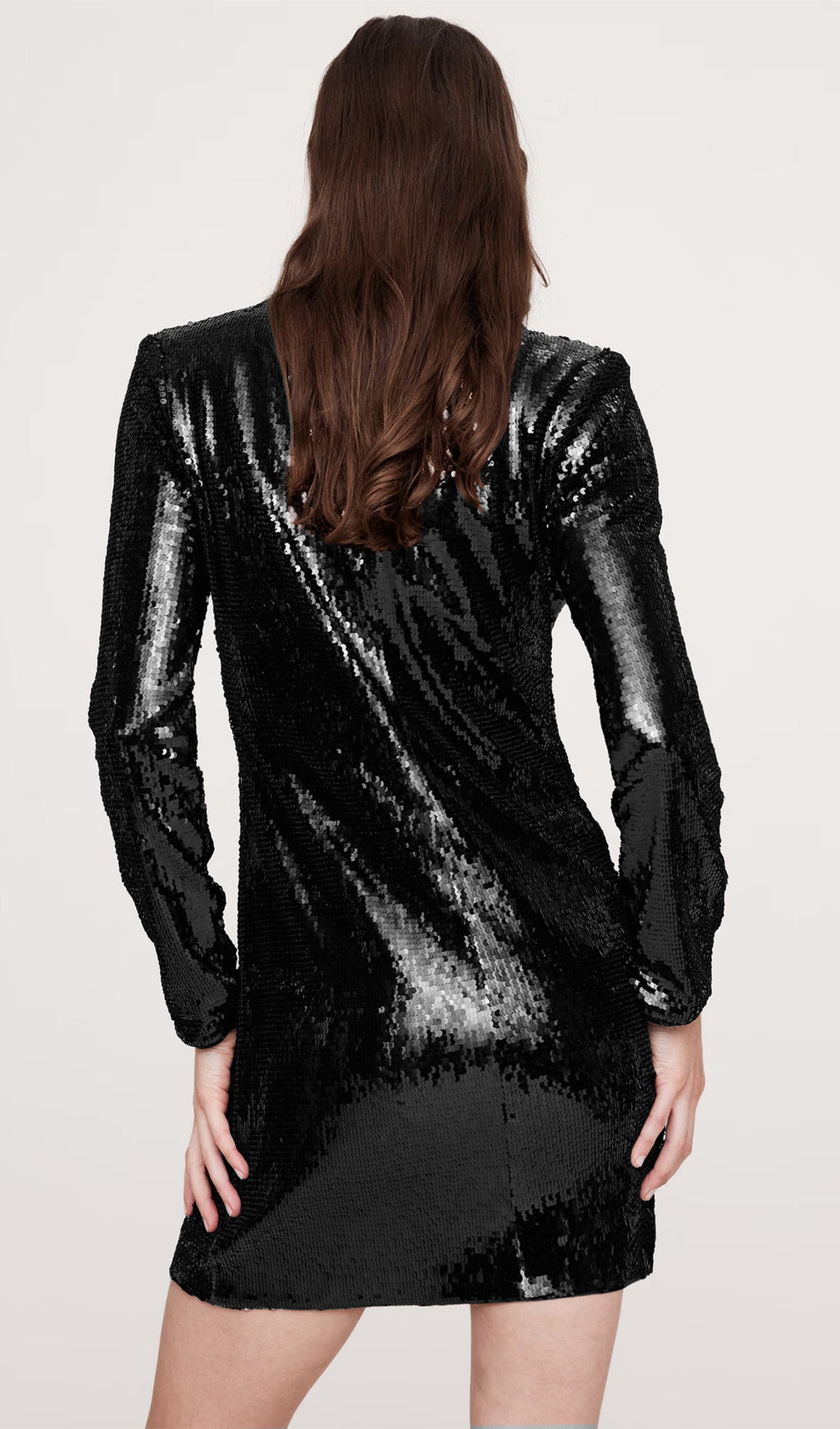 Stretch-Sequin Mini Dress-Black