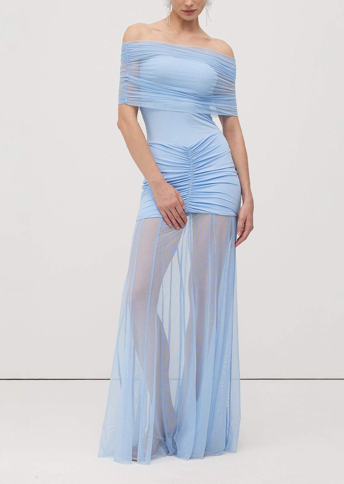 Slinky Off Shoulder Maxi Dress