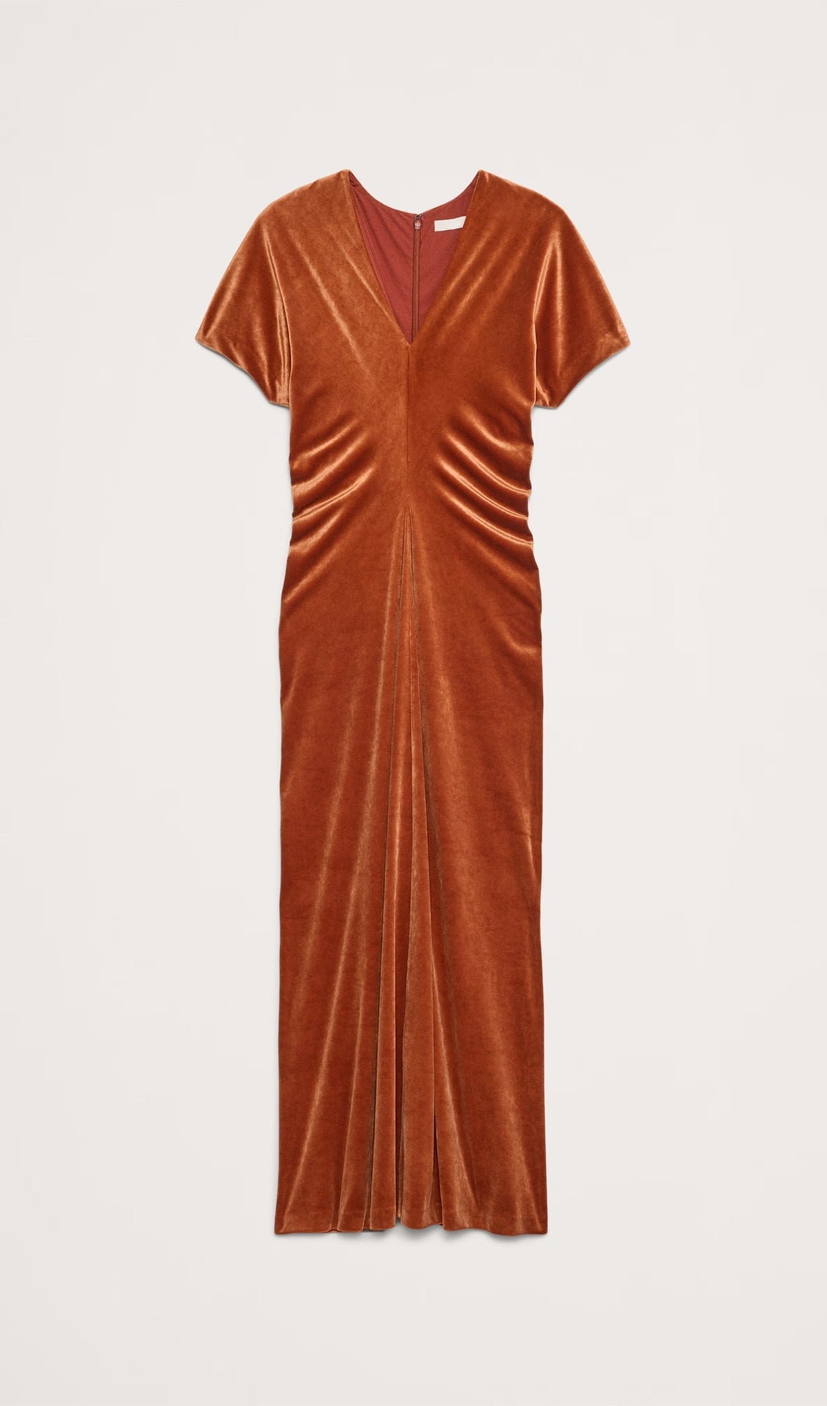 Bias-Cut Velvet Maxi Dress-Copper