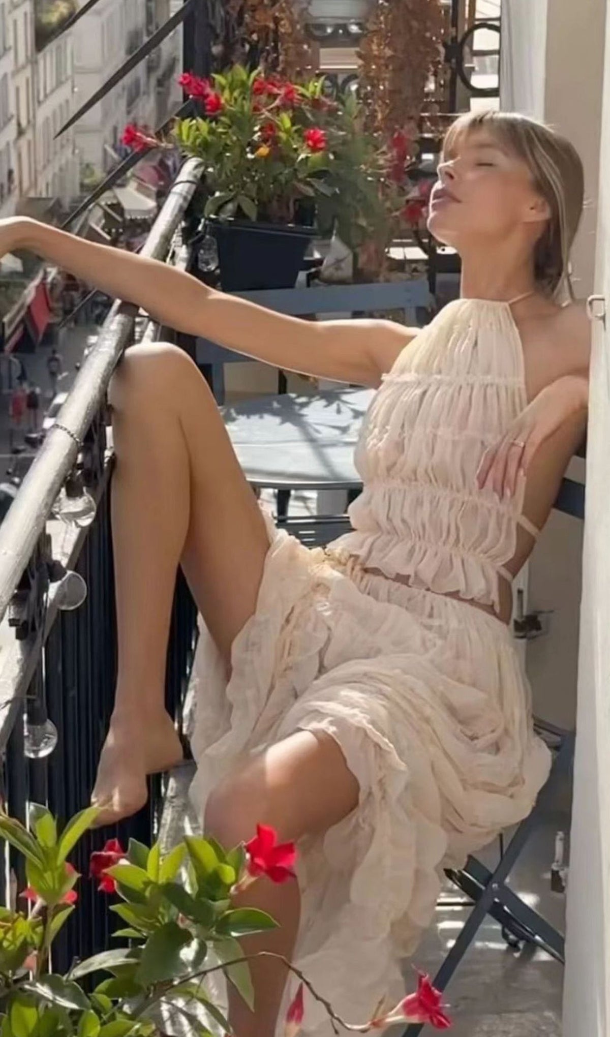 Halter Top & Ruched Detail Maxi Skirt Sets