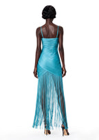 Beatus Ruched  Fringe Maxi Dress