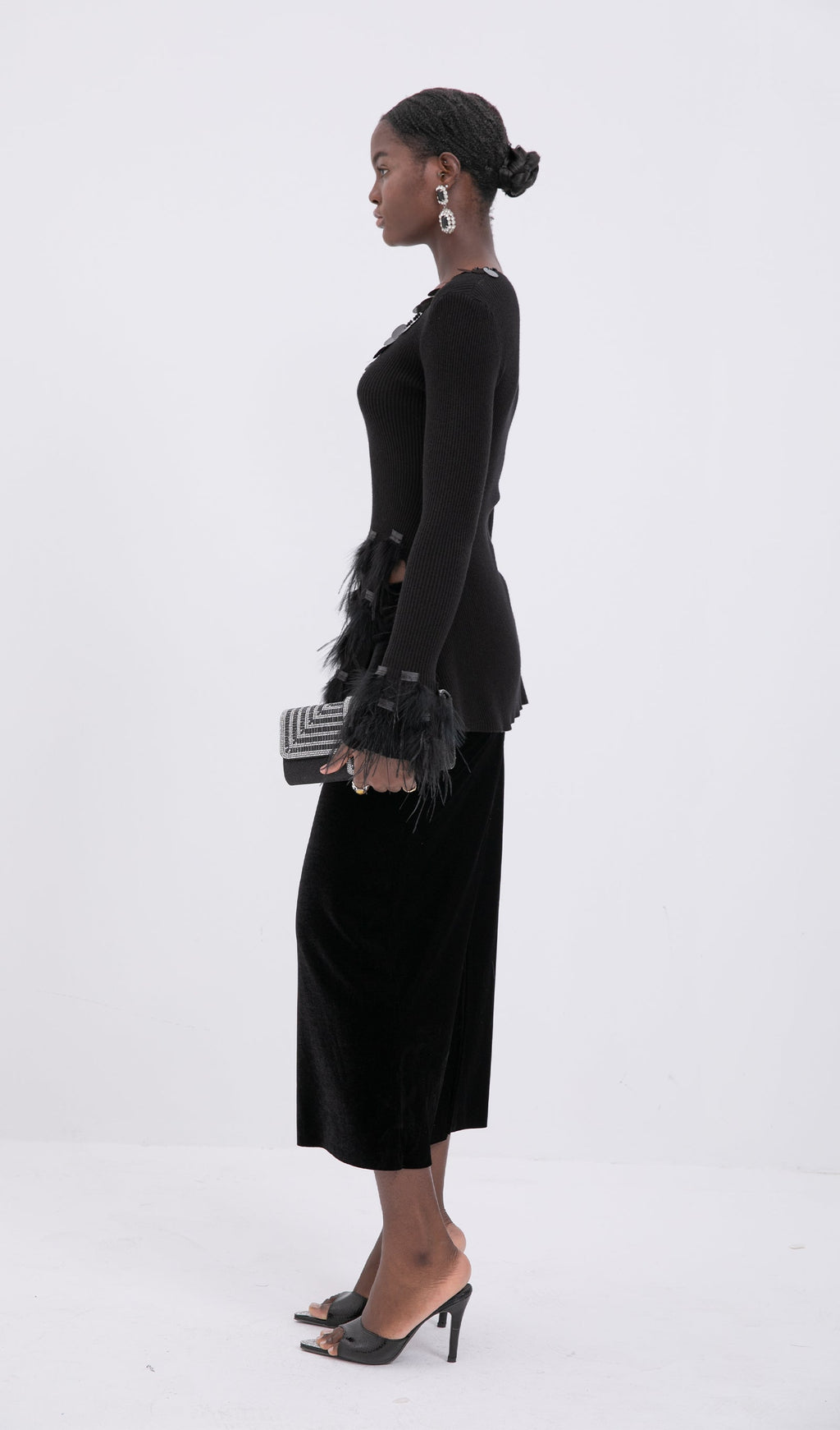Knitted Feather Panel Top