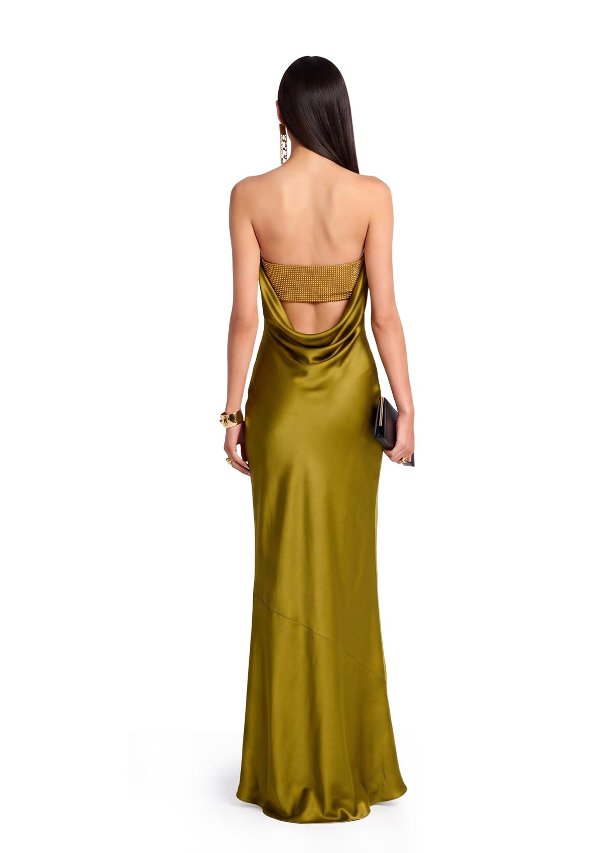 Chaz Off The Shoulder Satin Maxi Dress