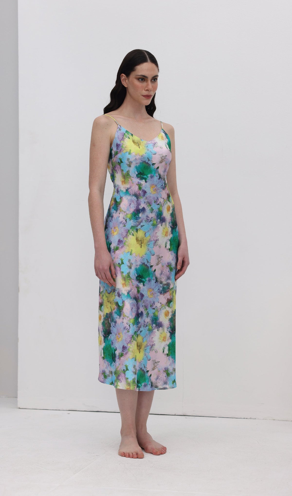 Flower Print Slip Midi Dress