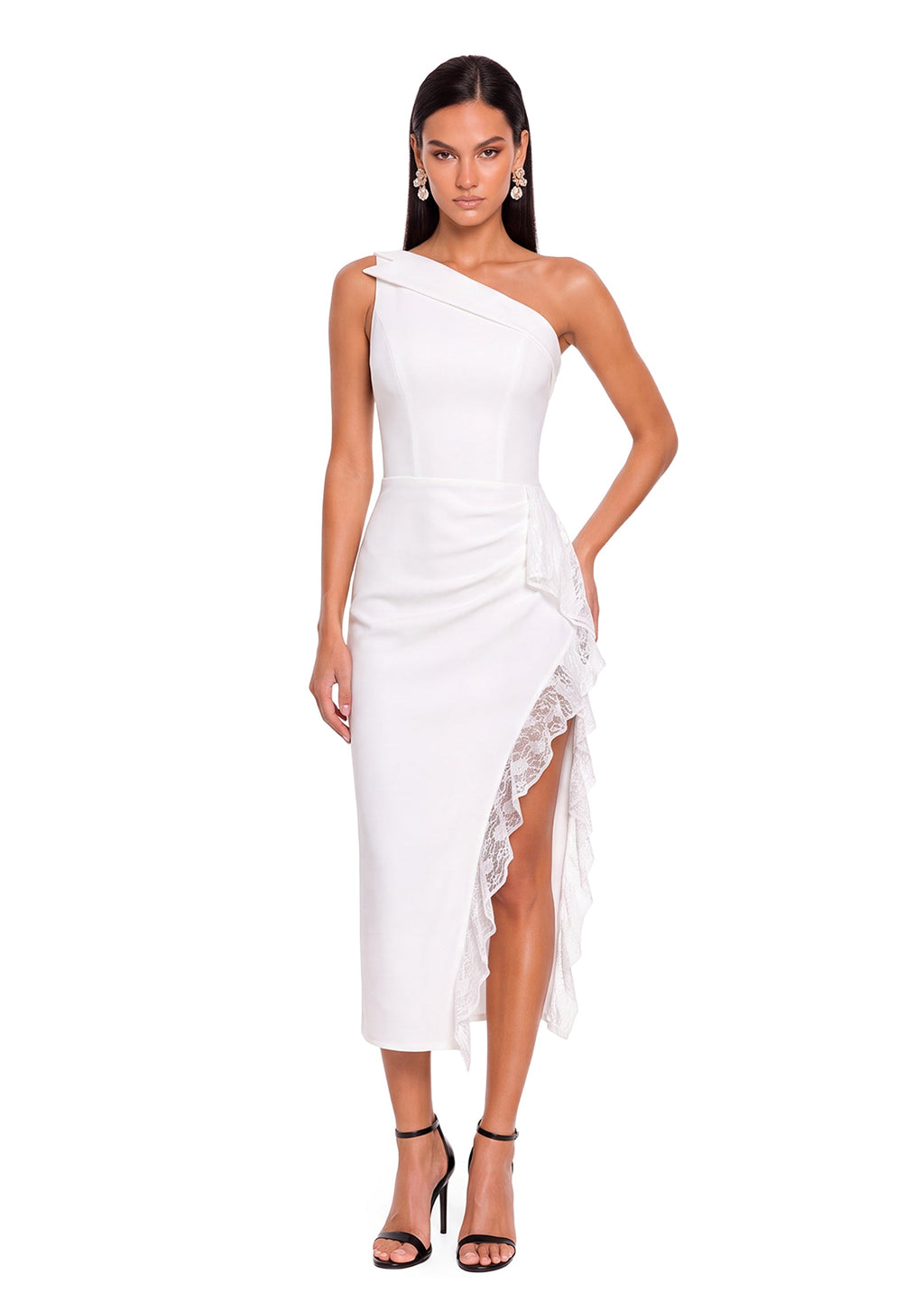 Lachlan Sleeveless Lace Midi Dress In White