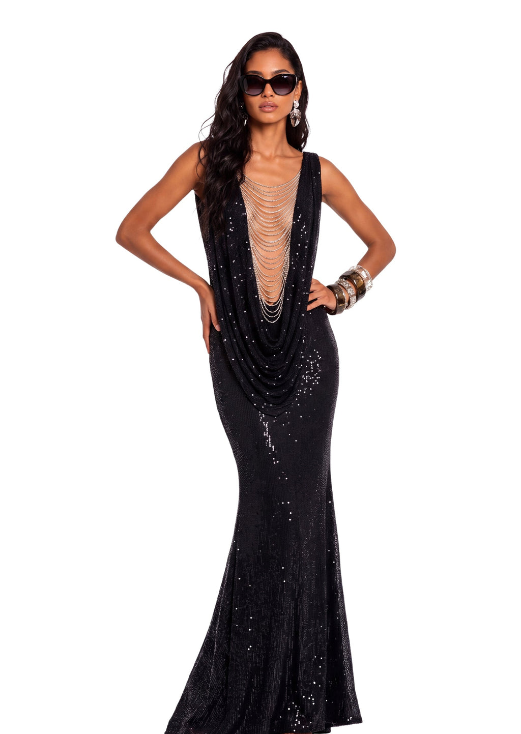 Paladia Slit Maxi Dress In Black