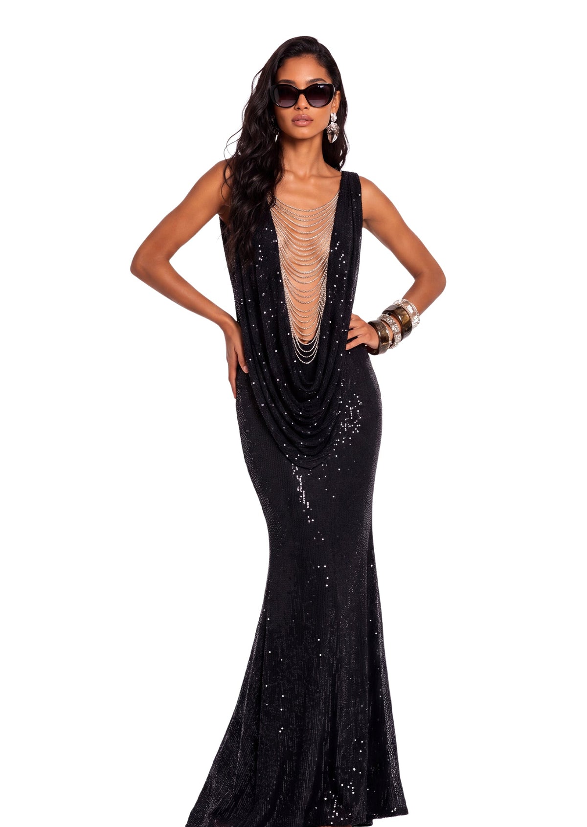 Paladia Slit Maxi Dress In Black