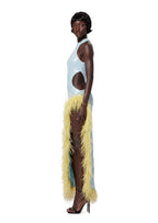 Palesa Ostrich Feather  Sequin Midi Dress