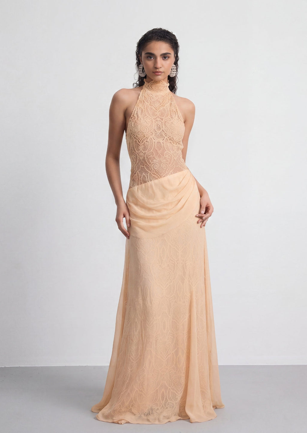 Naelle  Lace High Neck Maxi Dress