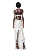 Kaatib Sequined Halter Neck Maxi Dress In White